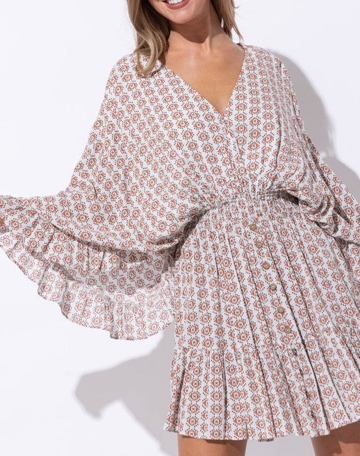 Mini V Neck Kimono Dress
