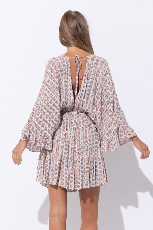 Mini V Neck Kimono Dress