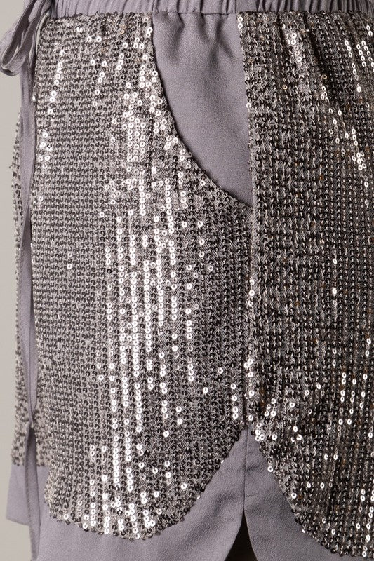 Sequin Satin Shorts