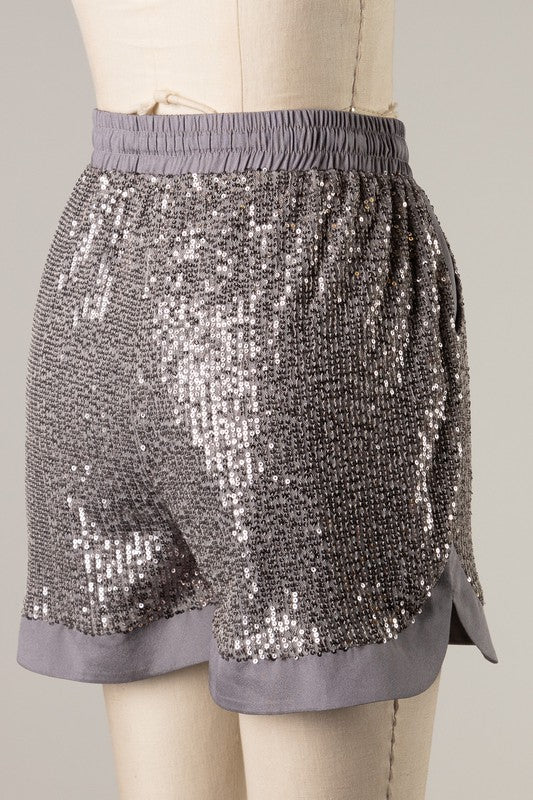 Sequin Satin Shorts