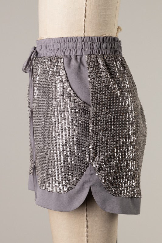 Sequin Satin Shorts