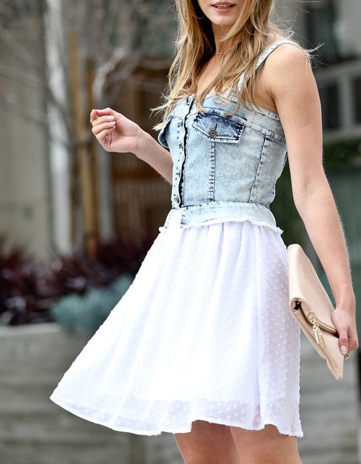 Denim Vest Detail Dress