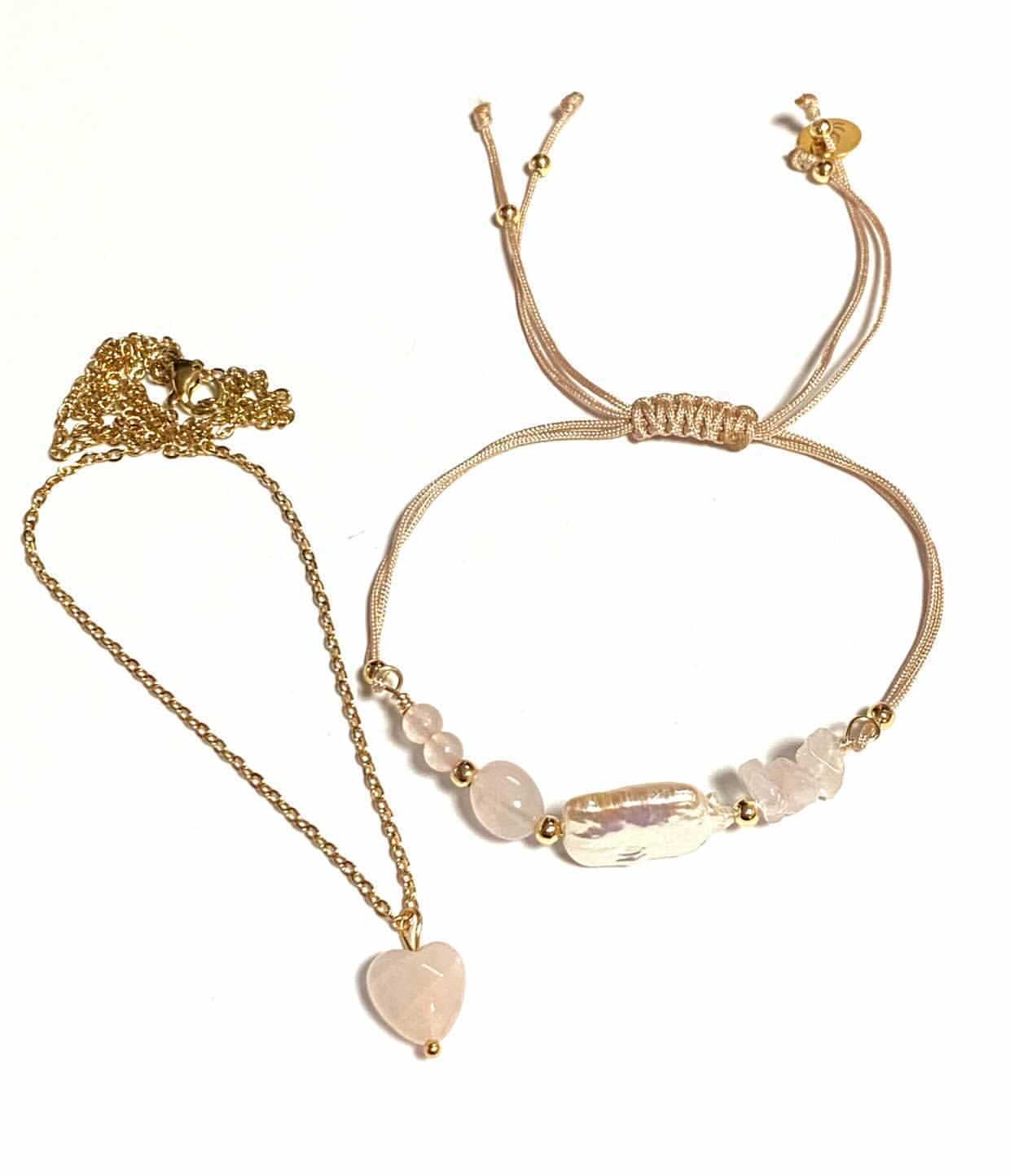 Small Quartz Heart Stainless Steel Necklace