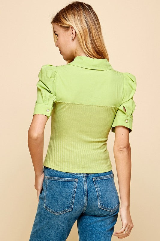 Fun Collared Diamonds Top