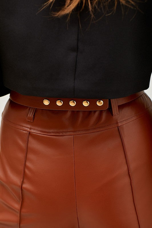 Chain Faux Leather Pants