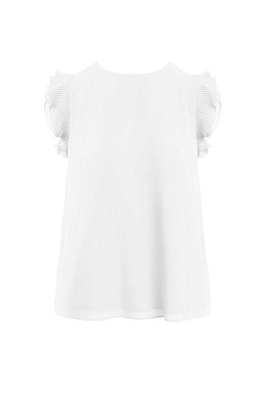 Pleated Ruffle Sleeve Top