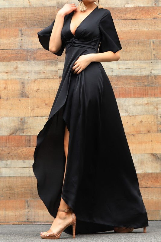Satin Twist Band Maxi Dress
