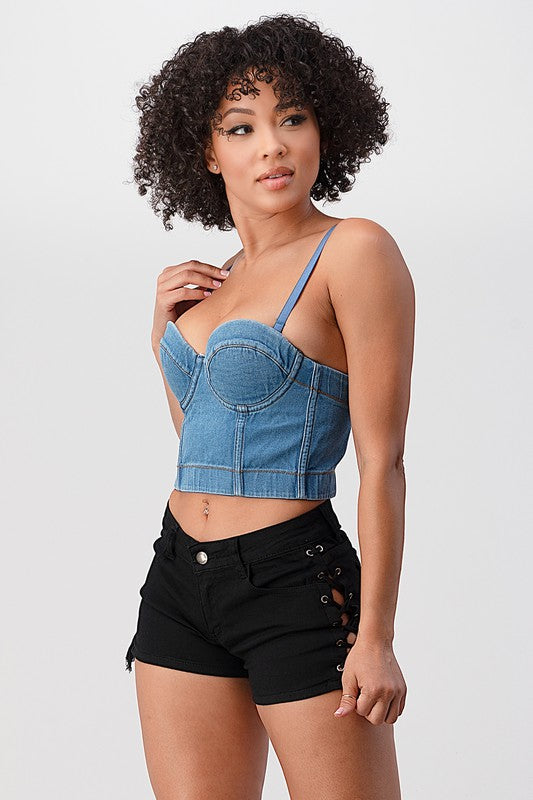 Solid Denim Corset (Pick Color)