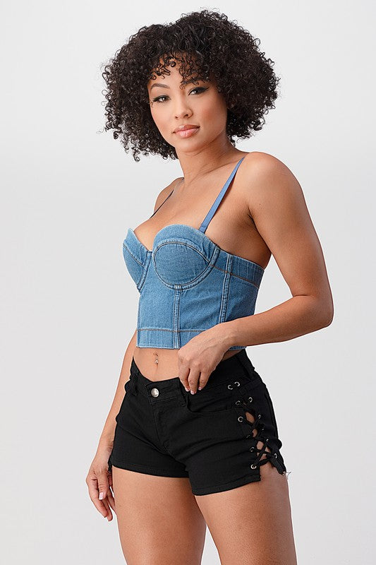 Solid Denim Corset (Pick Color)