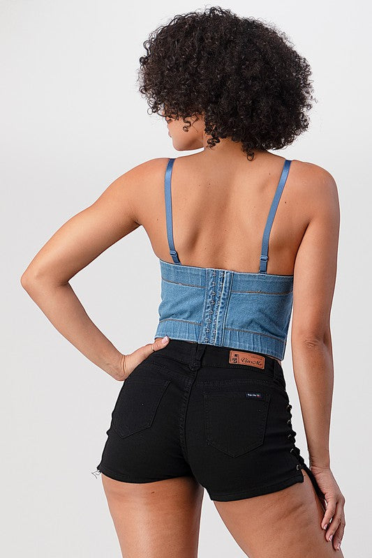 Solid Denim Corset (Pick Color)