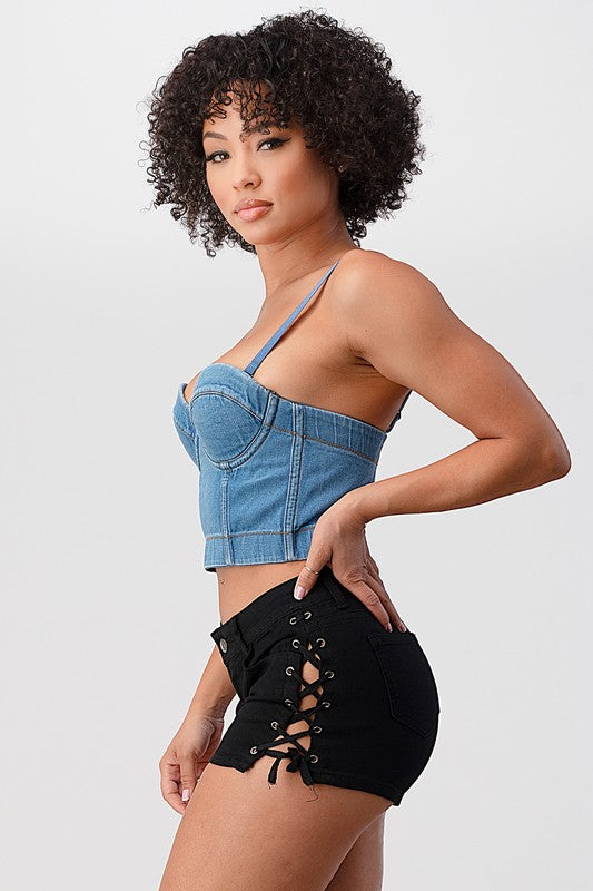 Solid Denim Corset (Pick Color)