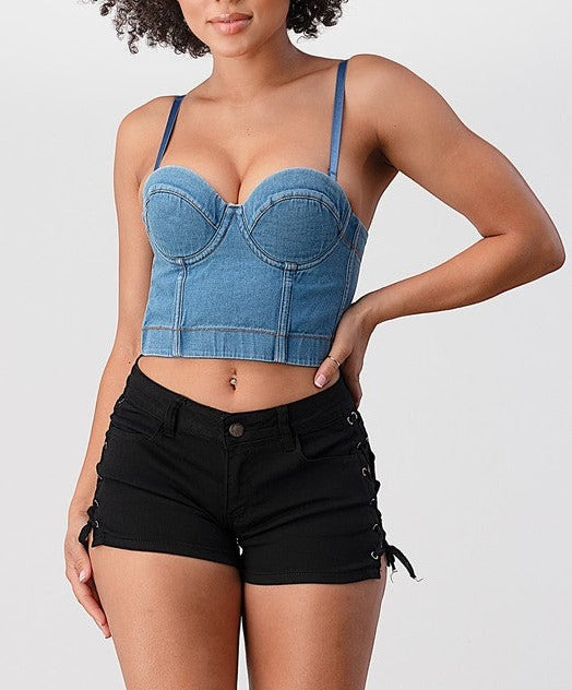 Solid Denim Corset (Pick Color)
