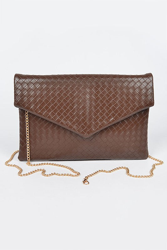 Braided Embossed Envelope Clutch