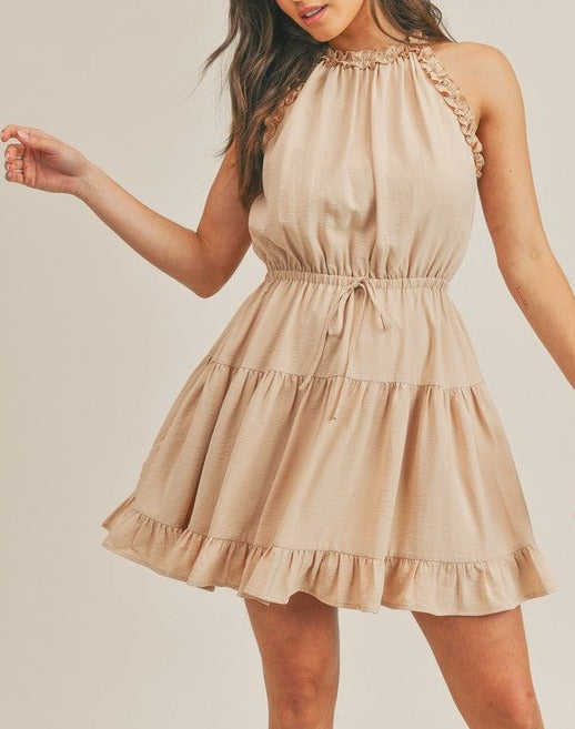 Ruffled Halter Neck Tiered Dress