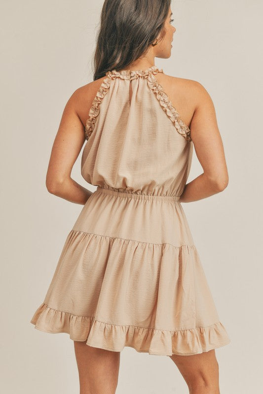 Ruffled Halter Neck Tiered Dress