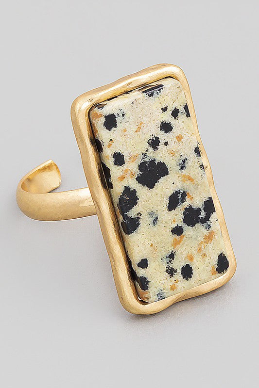 Semi Precious Rectangle Stone Ring (Pick Color)