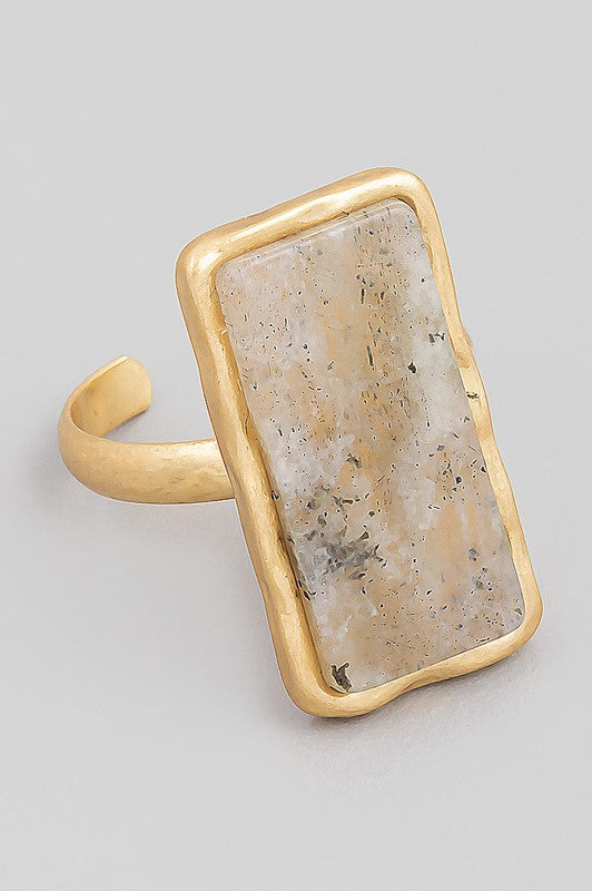 Semi Precious Rectangle Stone Ring (Pick Color)