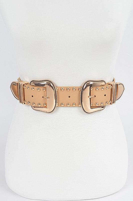 Studded Double Buckle Belt