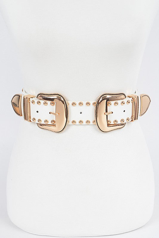 Studded Double Buckle Belt