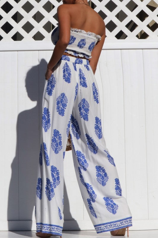 Printed Crop and Pant Set