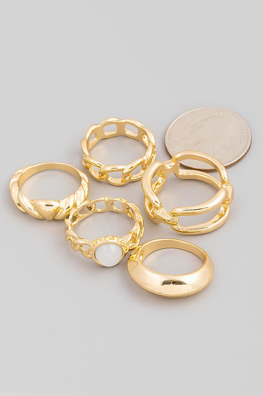 Five Piece Assorted Chain Ring Set