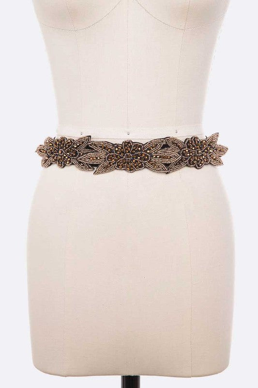 Topaz Beaded Fashion Stretch Belt