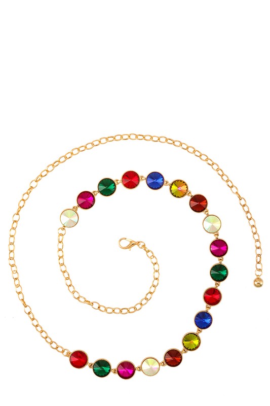 Circle Jewel Chain Belt (Pick Color)