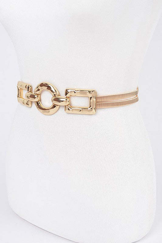 Hammered Metal Buckle Stretch Belt