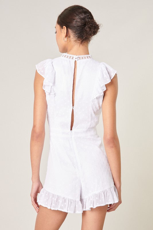 Lace Chiffon Ruffle Romper (Pick Color)