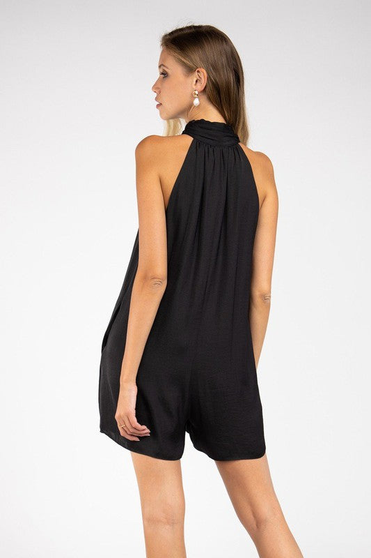 Halter Mock Neck Romper