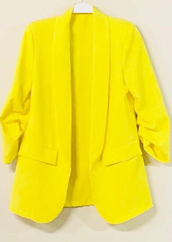 3/4 Ruched Sleeve Solid Color Blazer (Pick Color)