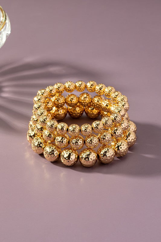 3 Row Hammered Ball Stretch Bracelets (Pick Color)
