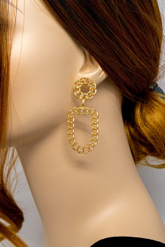 Curb Chain Round and Oval Hoop Earrings
