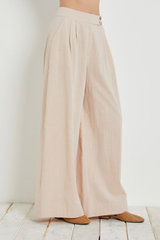 Overlap Waist Crinkled Pants