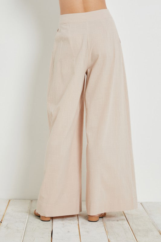 Overlap Waist Crinkled Pants