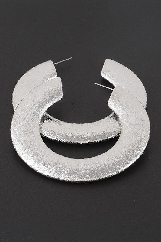 Silver Textured Hoop Earrings