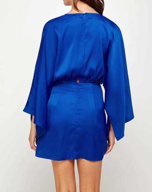 Kimono Long Sleeve Satin Mini Dress