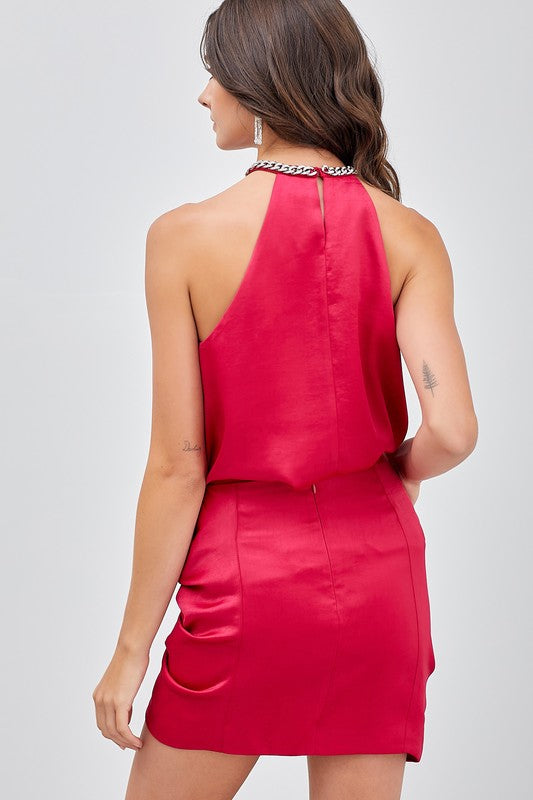 Halter Neck Chain Detail Top