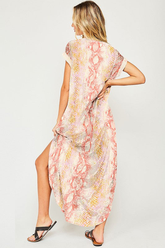 Snakeskin Print Maxi Dress