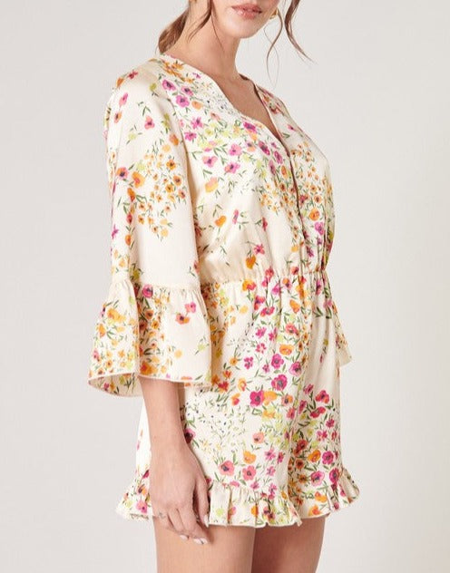 Satin Bell Sleeve Romper