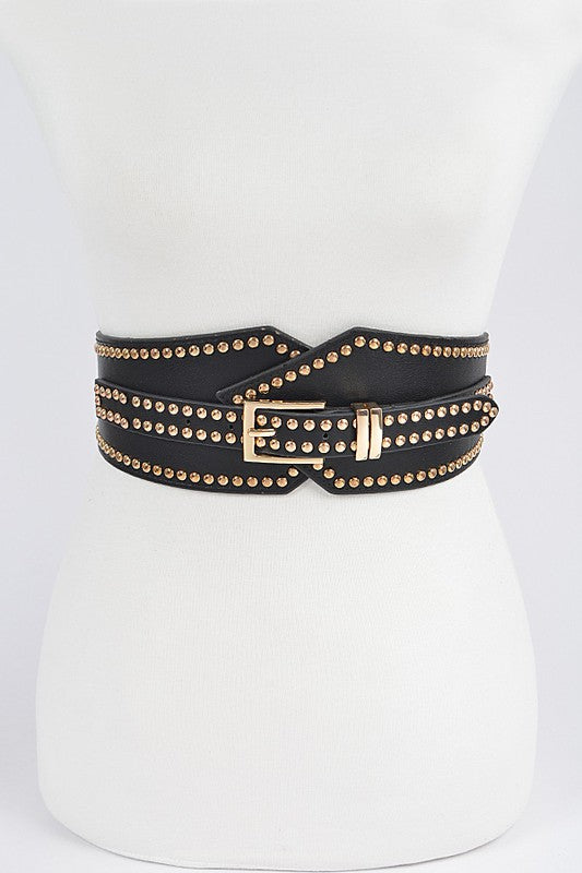 Studded Wide Stretch Belt (Pick Color)