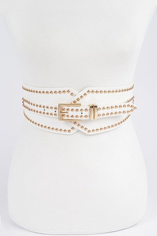 Studded Wide Stretch Belt (Pick Color)