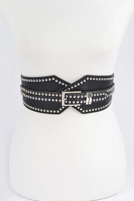 Studded Wide Stretch Belt (Pick Color)