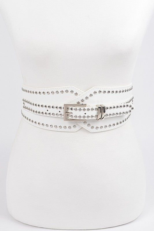 Studded Wide Stretch Belt (Pick Color)