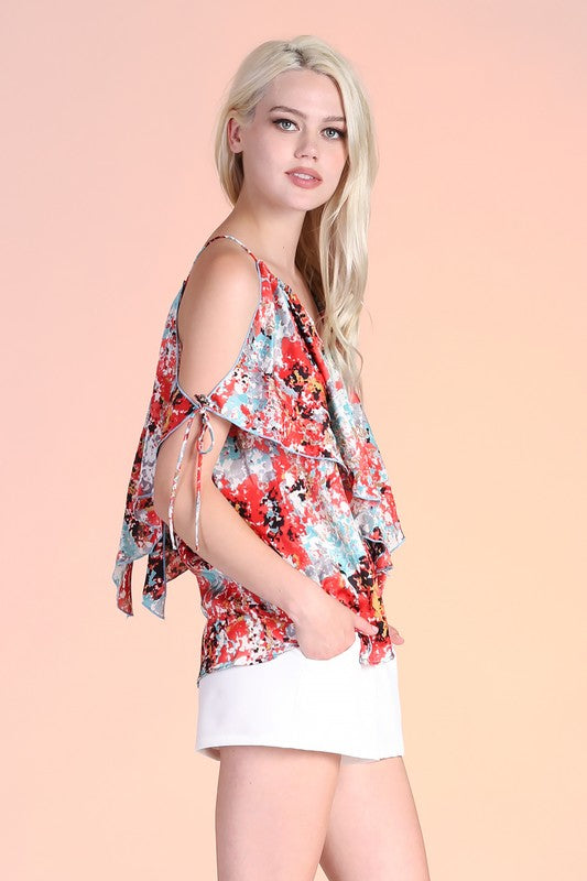 Satin Handkerchief Sleeve Top
