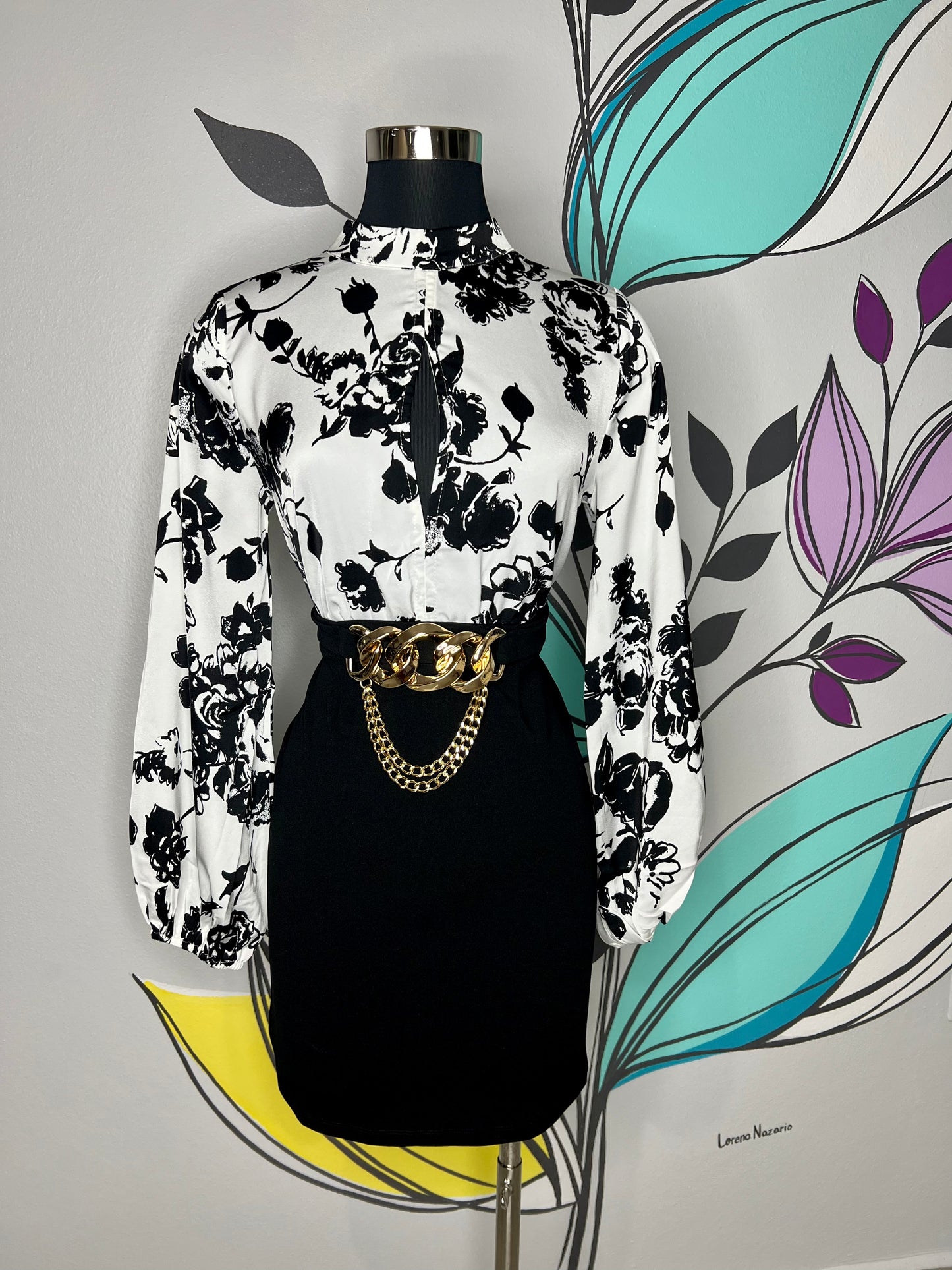 Floral Print BW Top