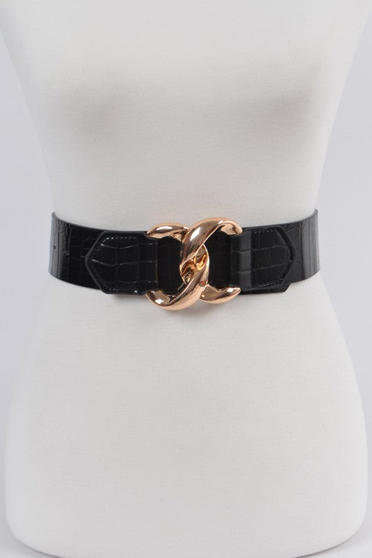 Faux Croc Leather Waist Belt