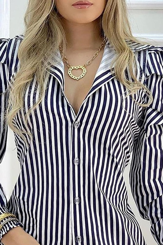 Stripes Long Sleeve Shirt Dress