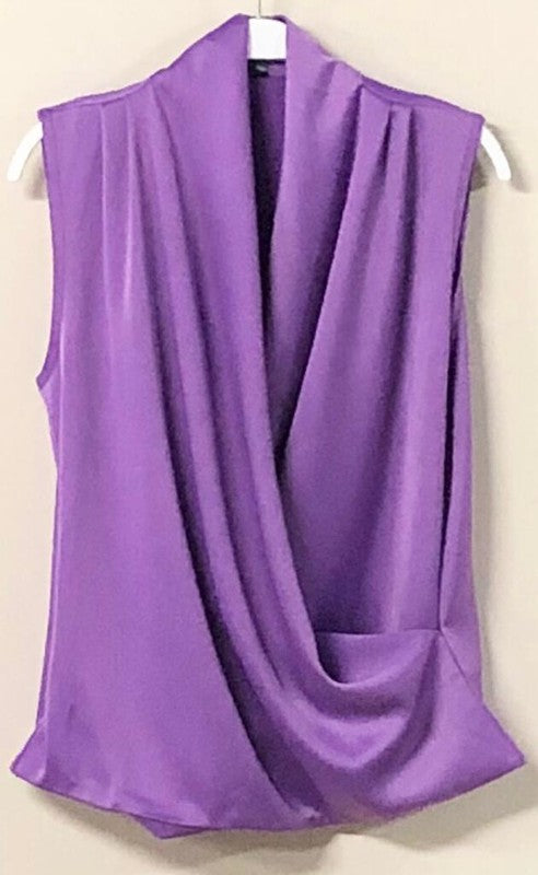 Crossover Satin Sleeveless Top