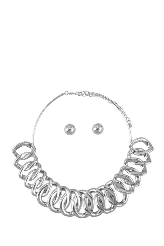 Coil Circle Necklace Set